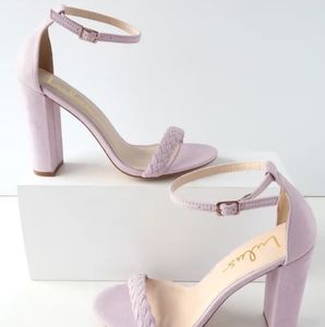Taylor Braided Lilac Suede Ankle Strap Heels